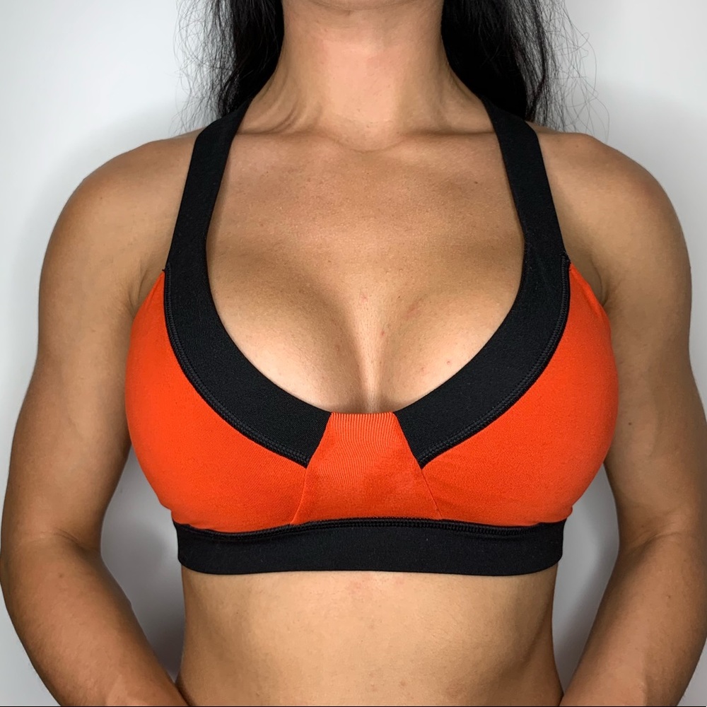 Fabletics Red & Black V Cut Sporta Bra